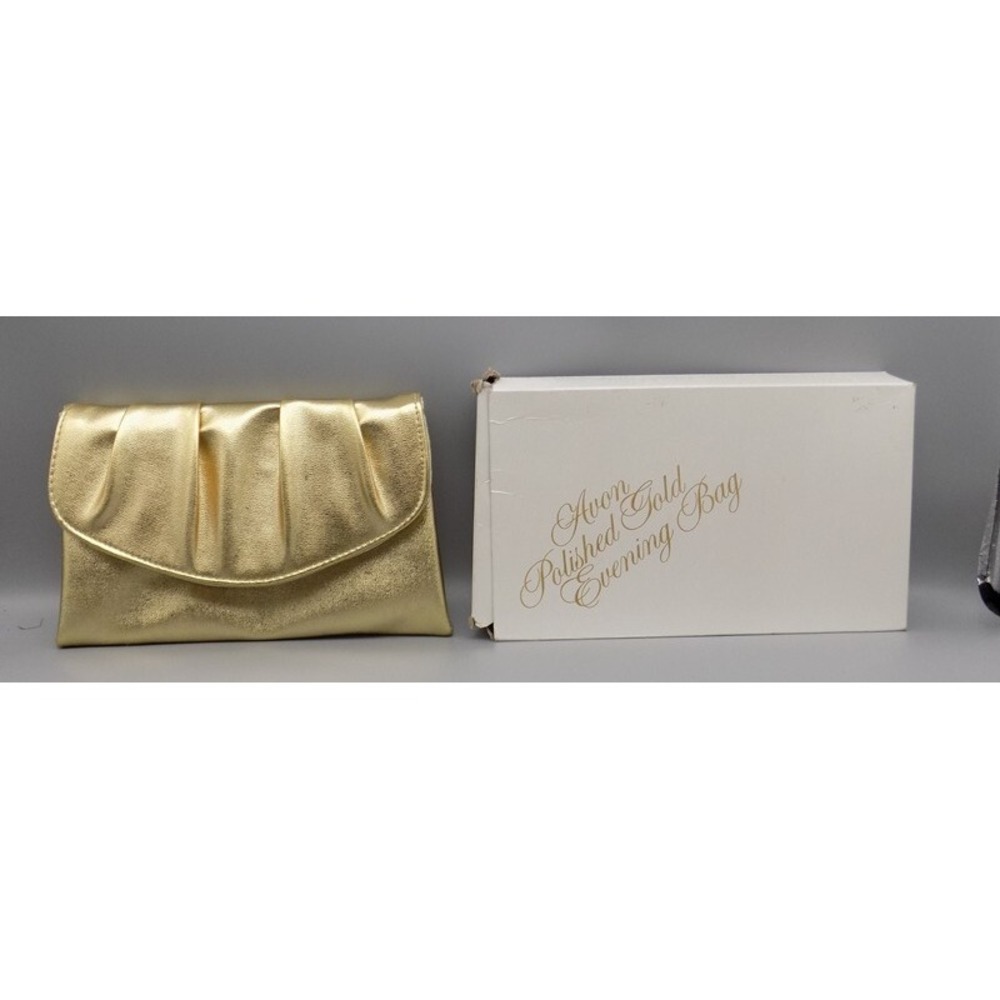Avon Polished Gold Purse Clutch Evening Bag in Original Box Vintage Handbag
